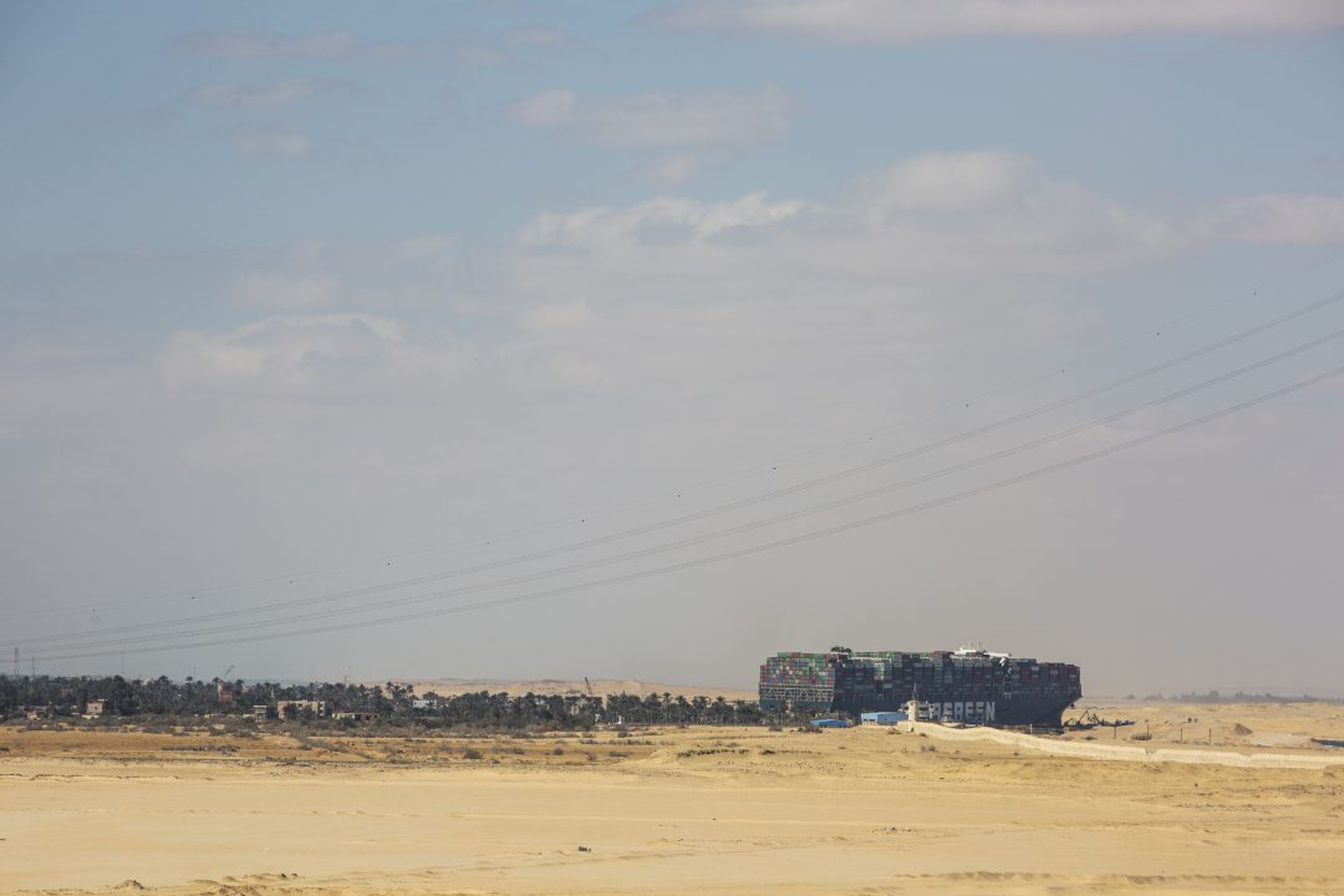 Work Continues To Free Container Ship Stuck In Suez Canal