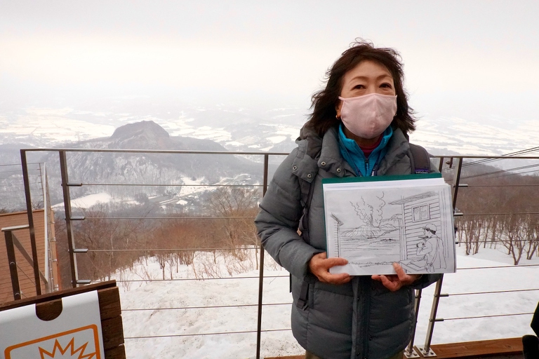 Emiko Kawaminami vulcano meister del Geoparco mondiale dell'Unesco di Toya-Usu