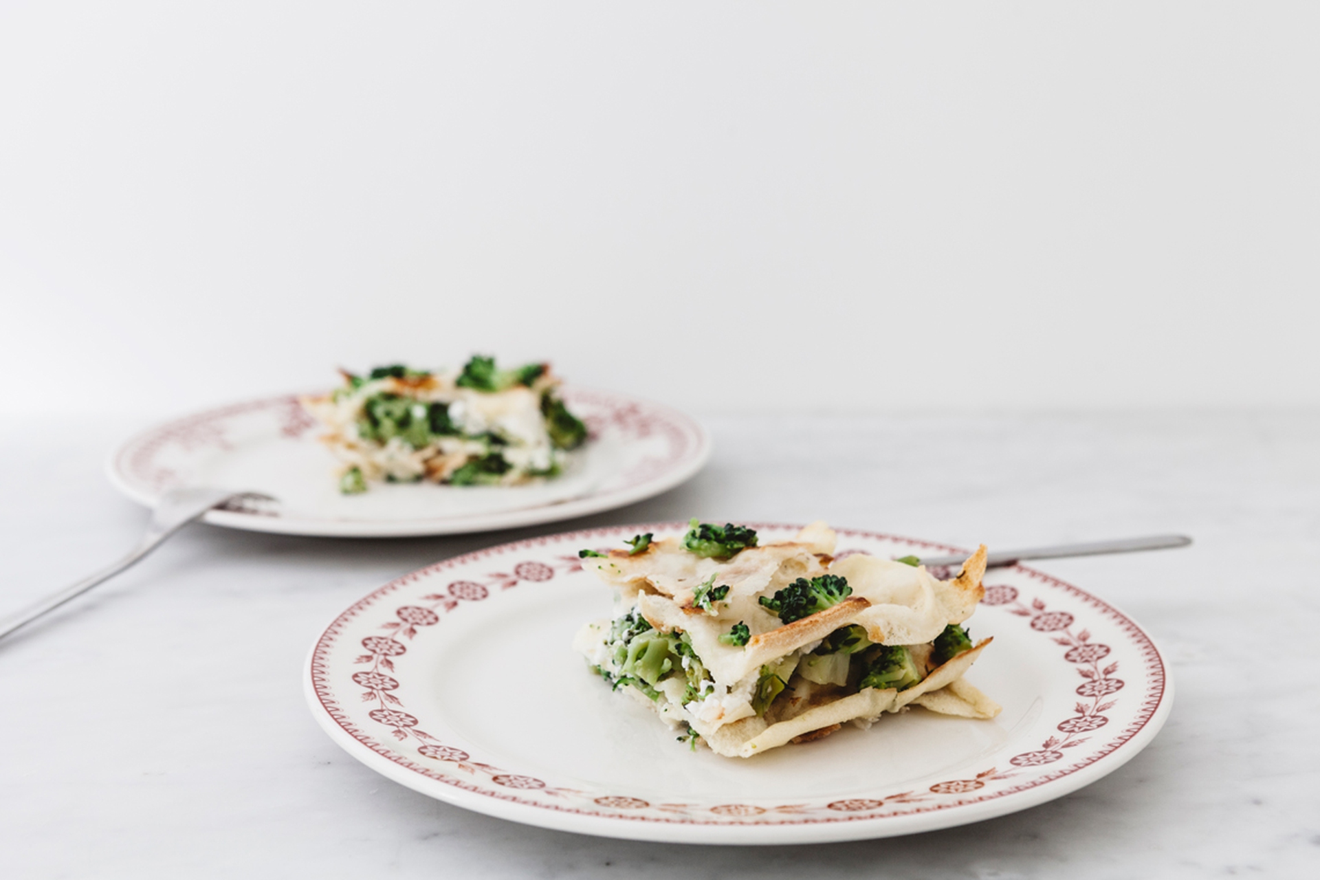 Lasagne pane carasau broccoli e formaggio di capra