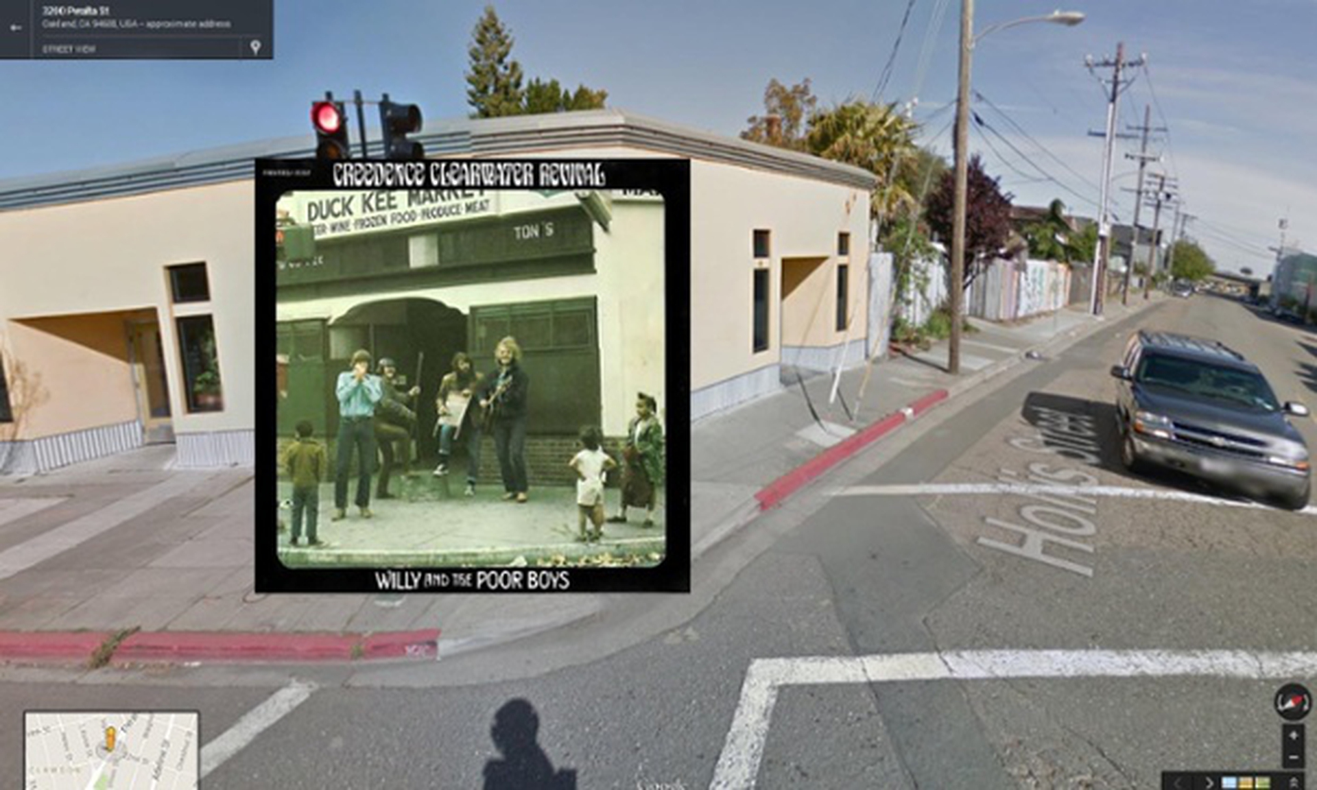 Copertine di album famosi nel punto esatto di Google street view