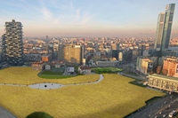 Wheatfield. Un campo di grano ai piedi dello skyline milanese