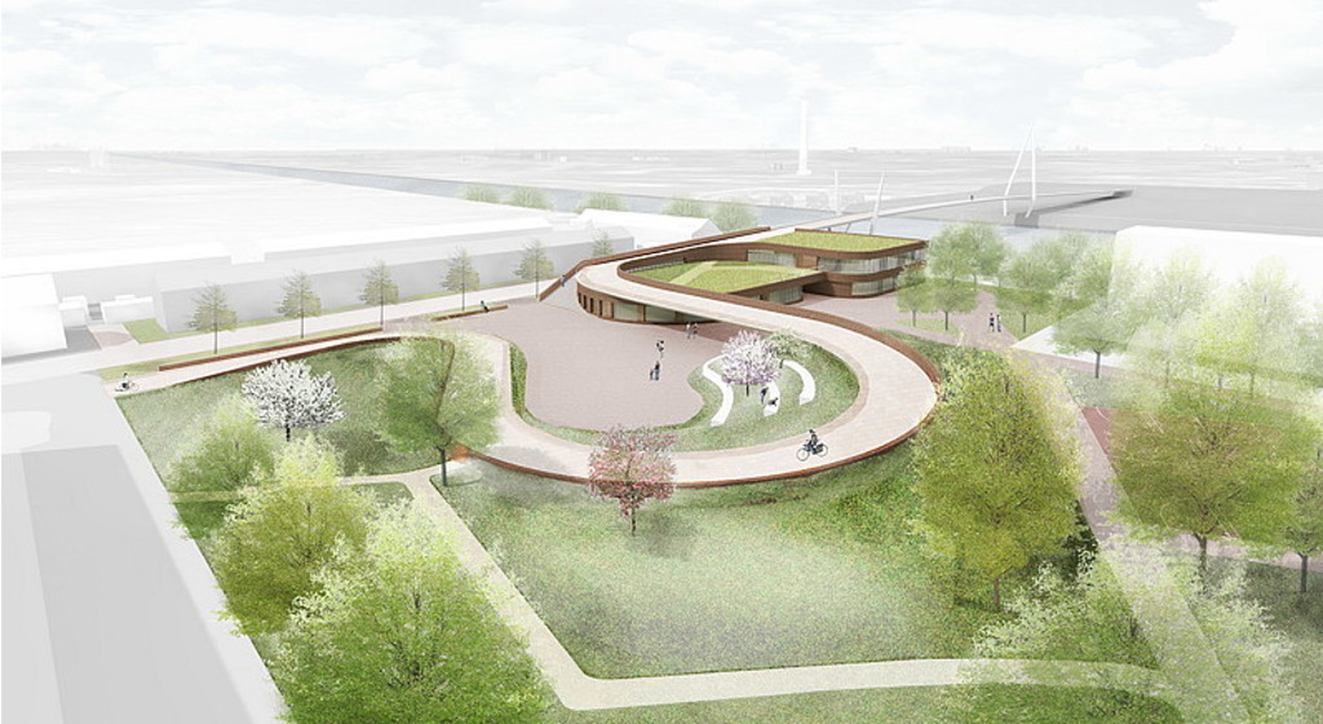 Pista ciclabile sul ponte a Utrecht, disegno