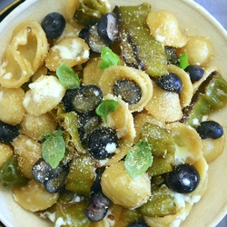 Orecchiette con friggiteli, mirtilli e crema di burrata © Beatrice Spagoni