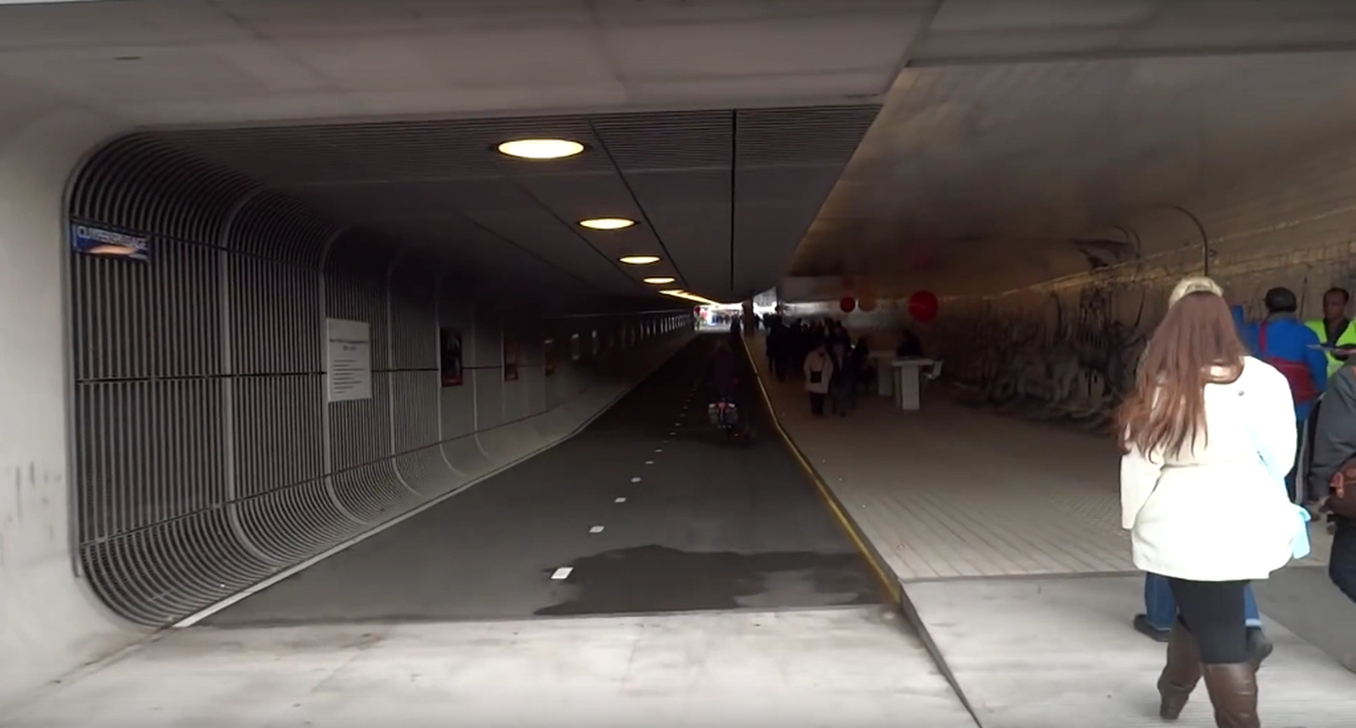 Amsterdam's tunnel for cyclists and pedestrians