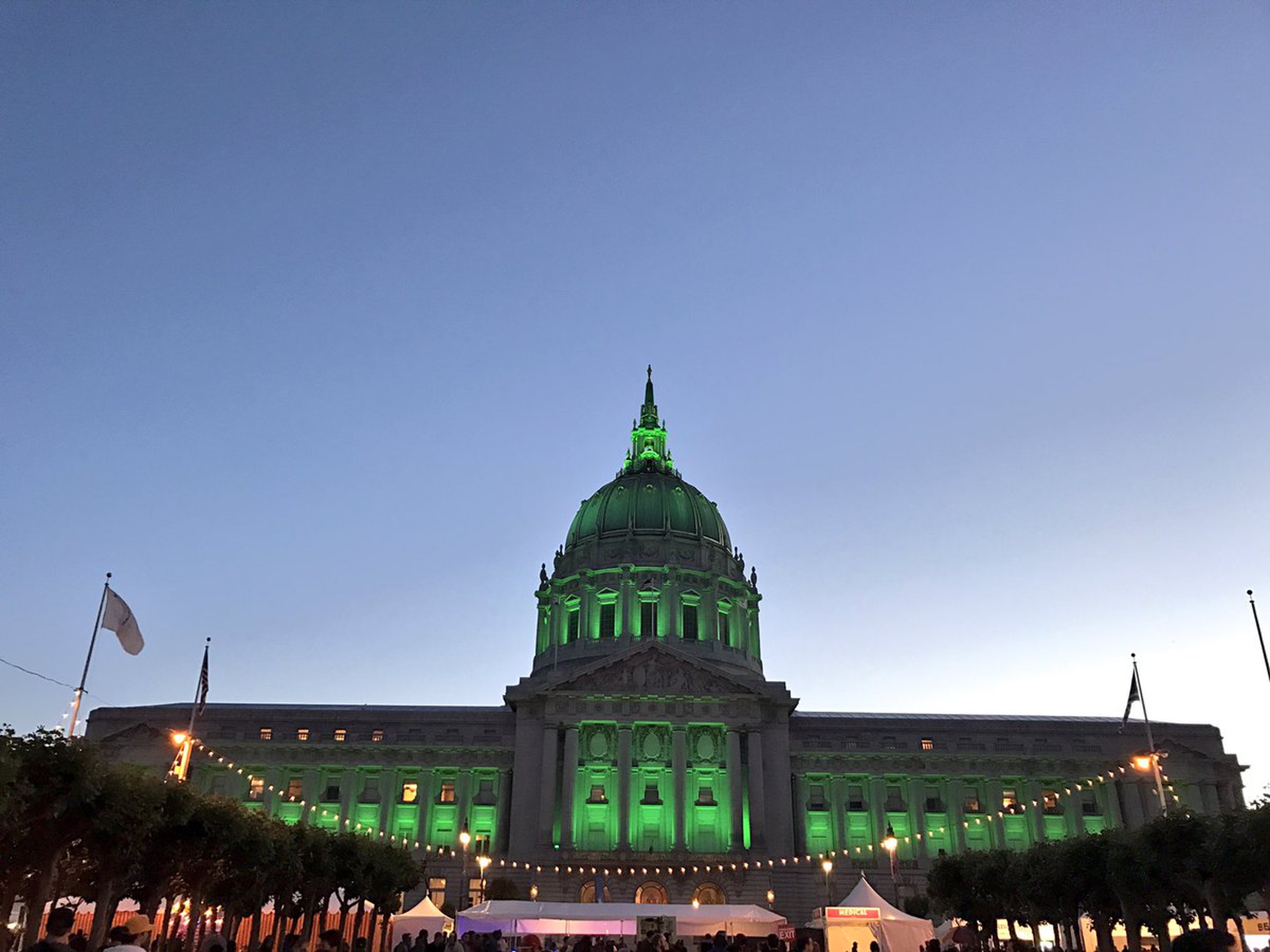 Cities light up green to stand for the Paris Agreement