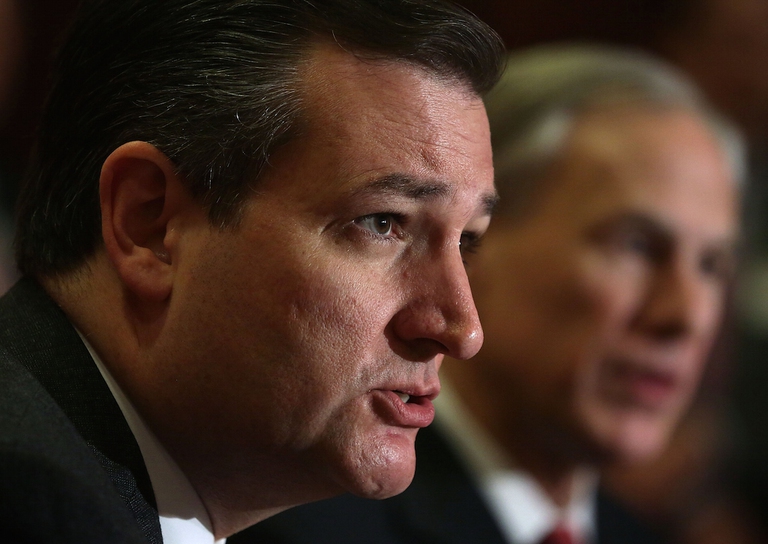 Uno dei docenti contattati da Greenpeace ha parlato di recente al Senato Usa nell'ambito di un convegno organizzato dal candidato repubblicano alla presidenza Ted Cruz (nella foto) ©Alex Wong/Getty Images