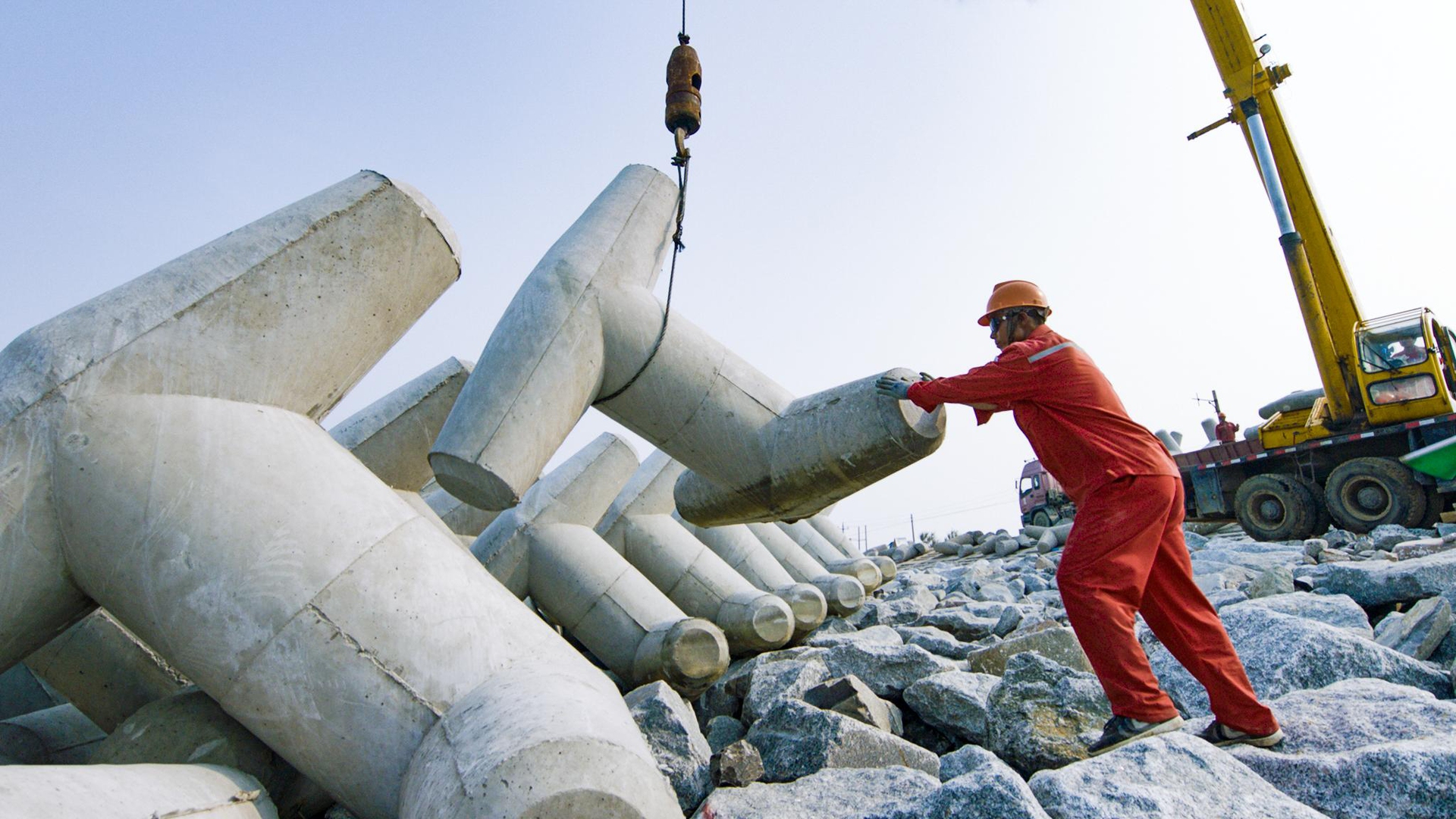 Breakwater barriers along China's coast