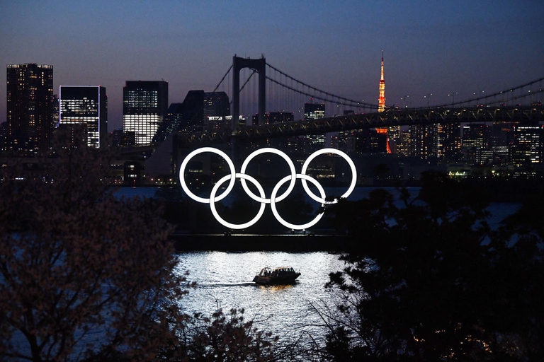 postponement of the olympics, logo, illuminated, tokyo
