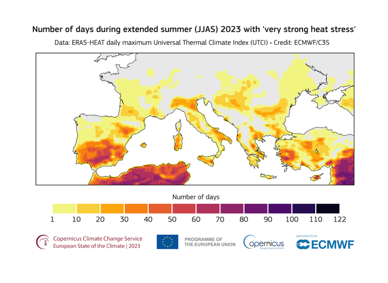 Giornate di caldo estremo in Europa nel 2023