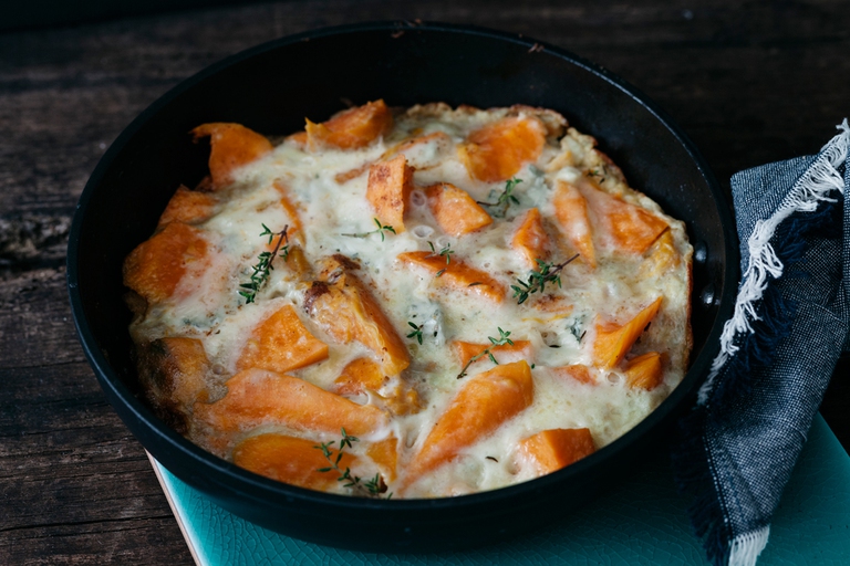 frittata di patate dolci e gorgonzola