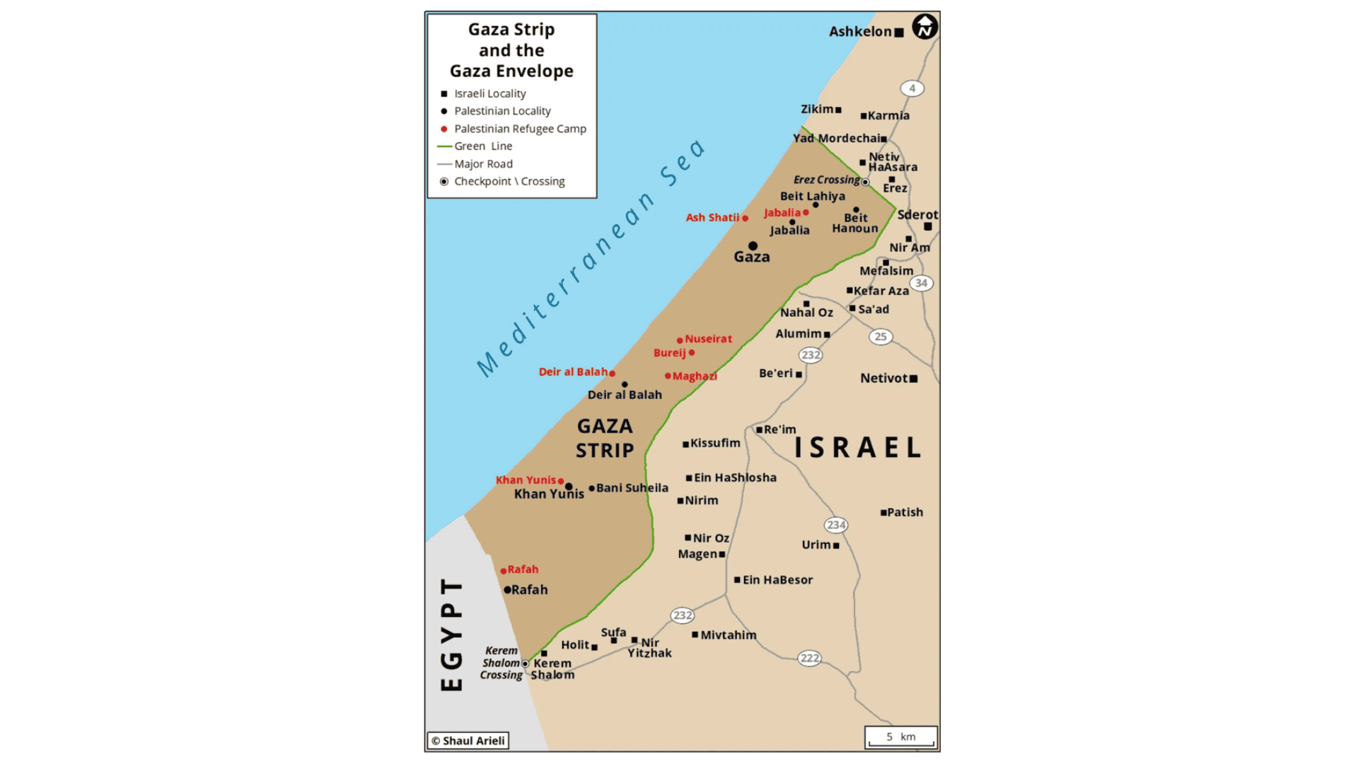 Mappa striscia Gaza