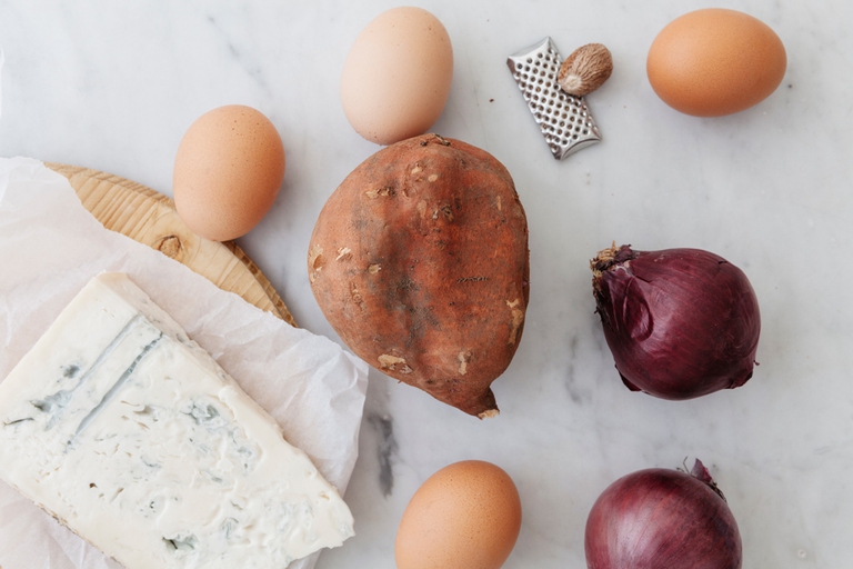frittata di patate dolci e gorgonzola