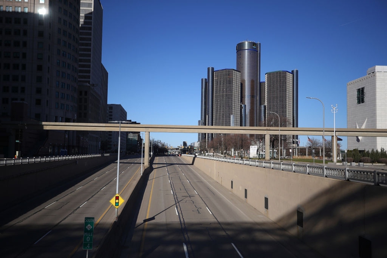 Detroit, michigan, covid-19, coronavirus, quarantena, lockdown, strade vuote