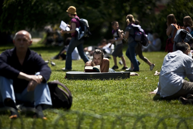 Prendere il sole al parco