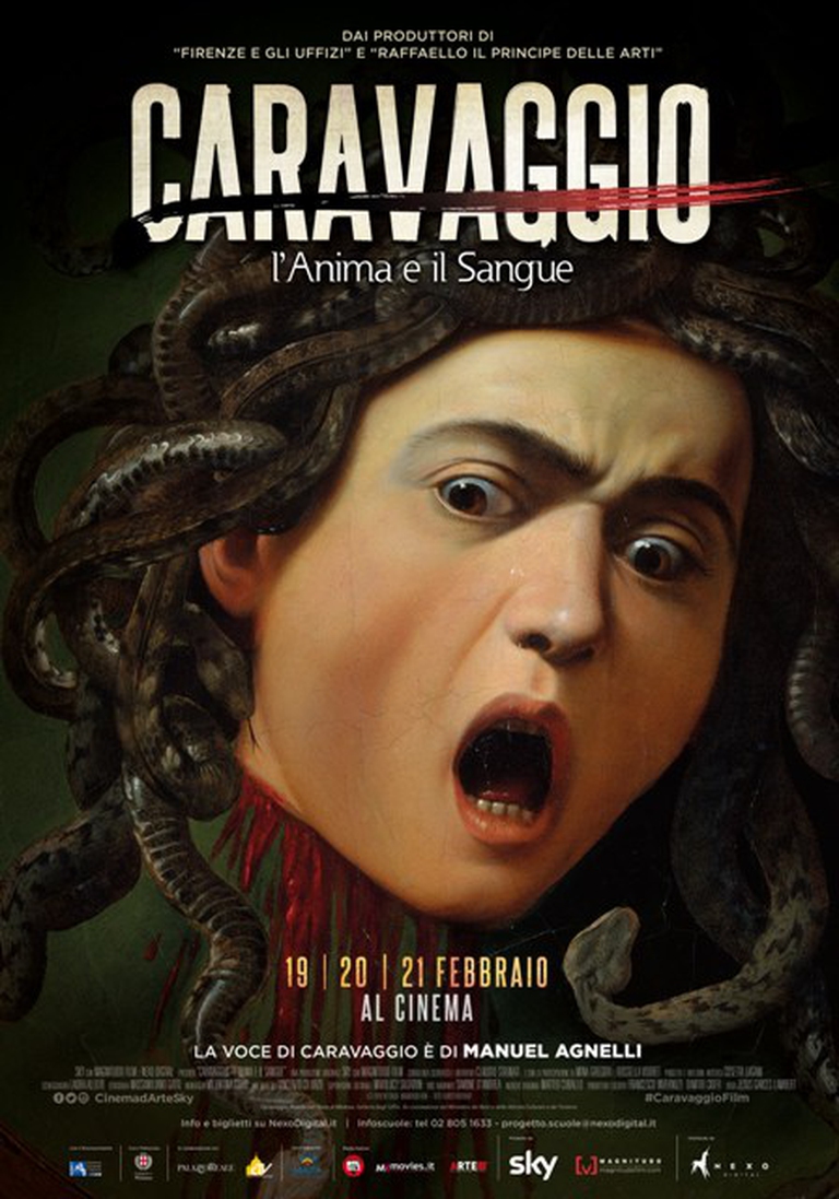 la locandina del film d'arte Caravaggio. L'anima e il sangue