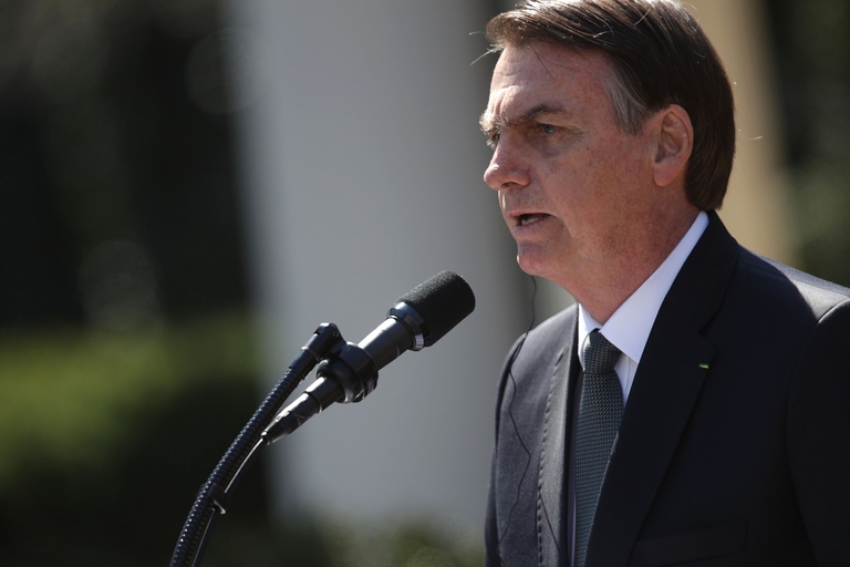 Il presidente brasiliano Jair Bolsonaro durante un discorso