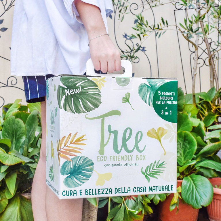 Tree box che contiene tutti i prodotti per la casa del brand italiano
