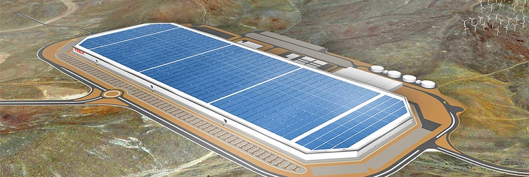 Ecco come si presenterà la Gigafactory Tesla una volta completata. Il tetto sarà interamente coperto da pannelli solari
