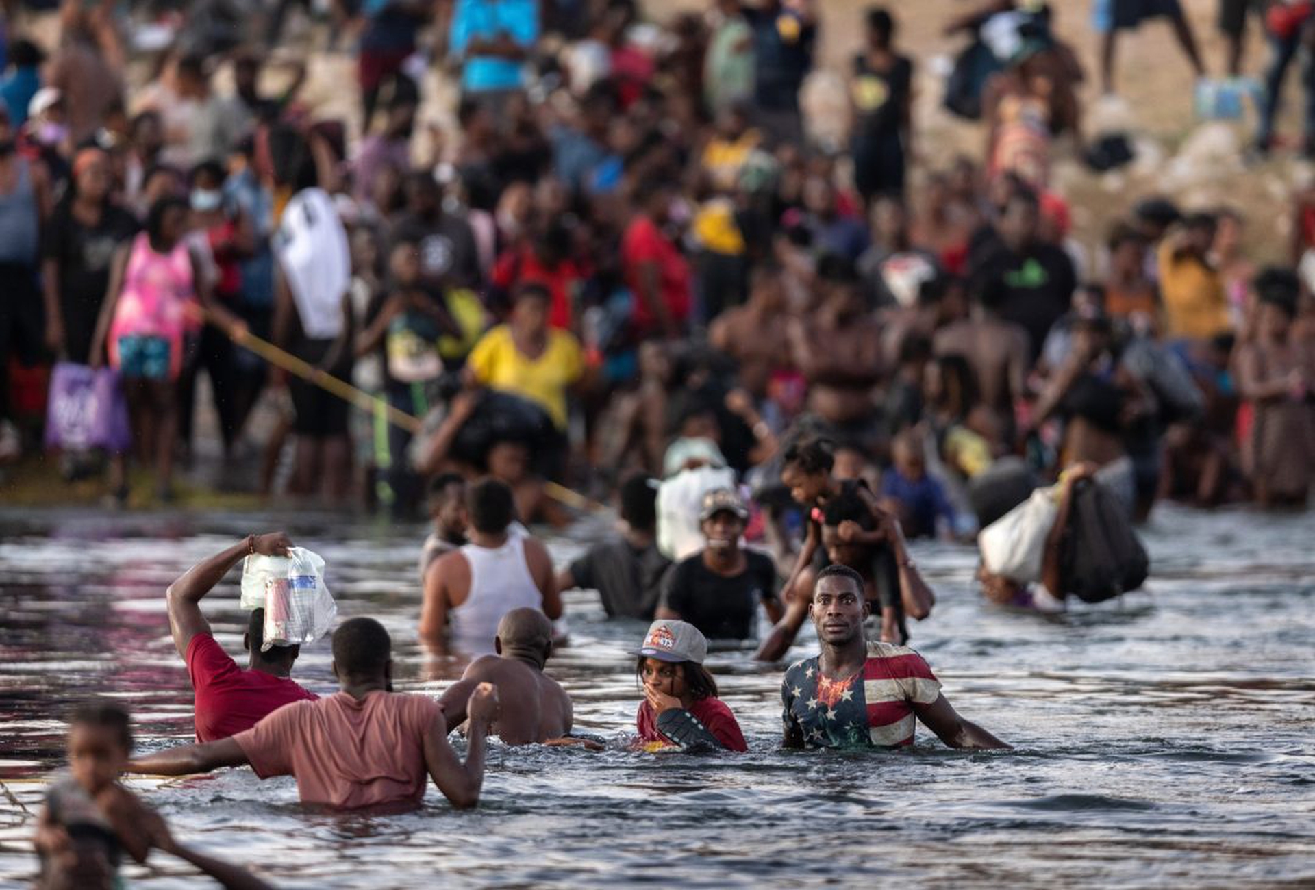 Large Migration Surge Crosses Rio Grande Into Del Rio, Texas