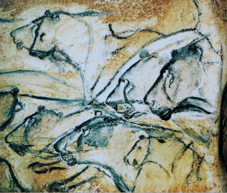 Leoni delle caverne disegnati nella Grotta Chauvet