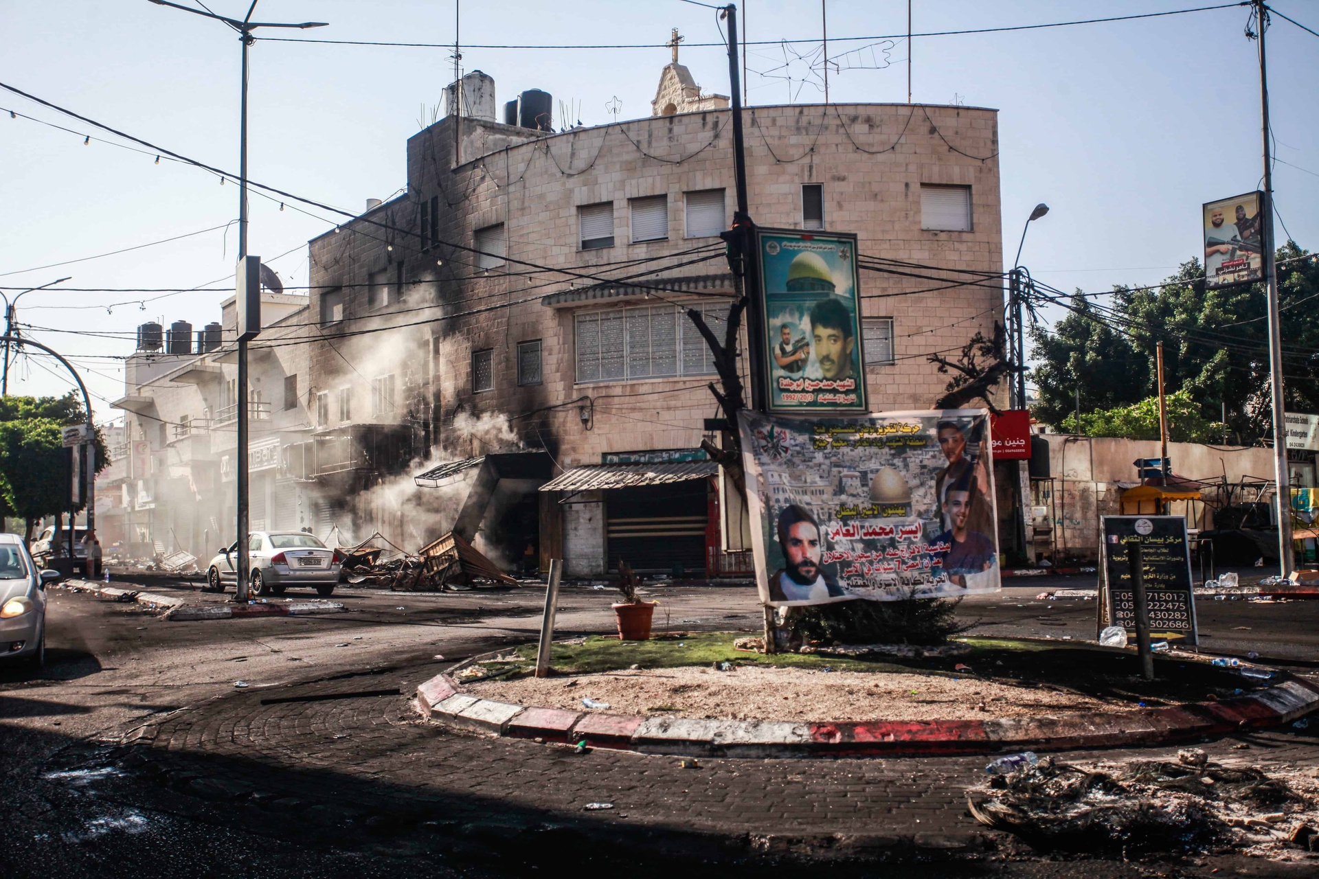 The destruction left by the Israeli forces in the center of