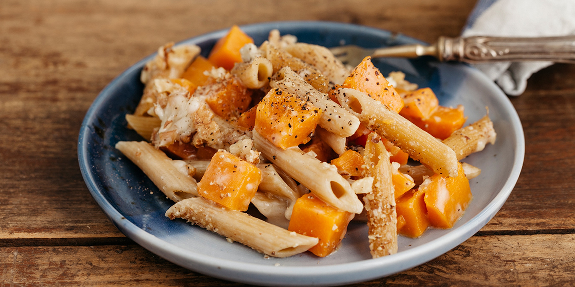 Penne Integrali Al Forno Con Zucca Gorgonzola E Noci