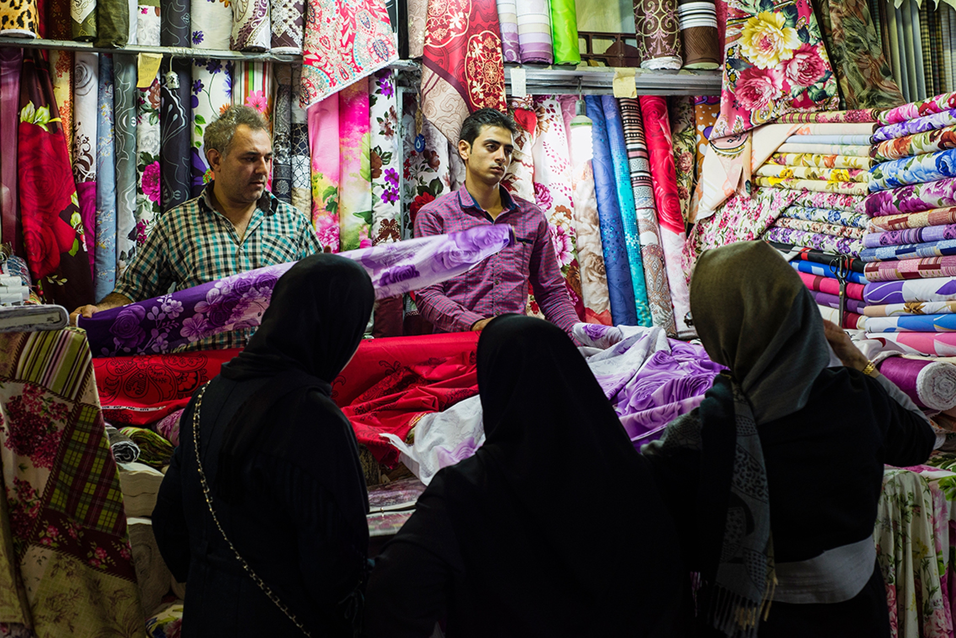 Textiles stall in Tehran's Grand bazaar