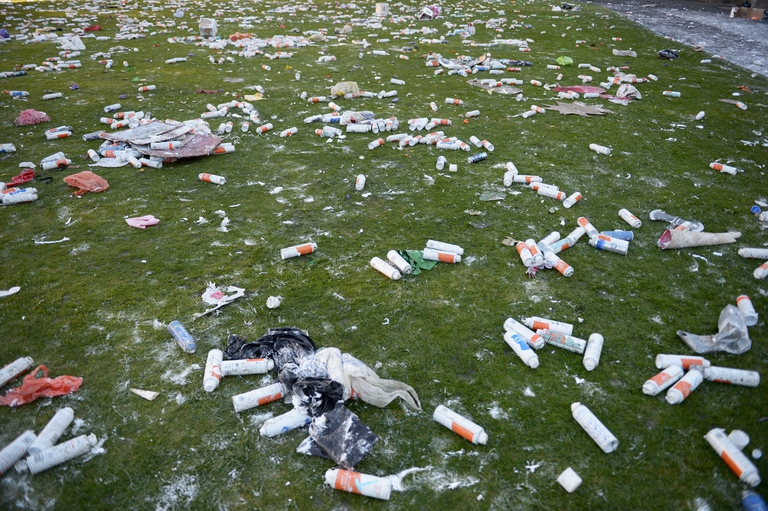 Rifiuti lasciati dopo una partita