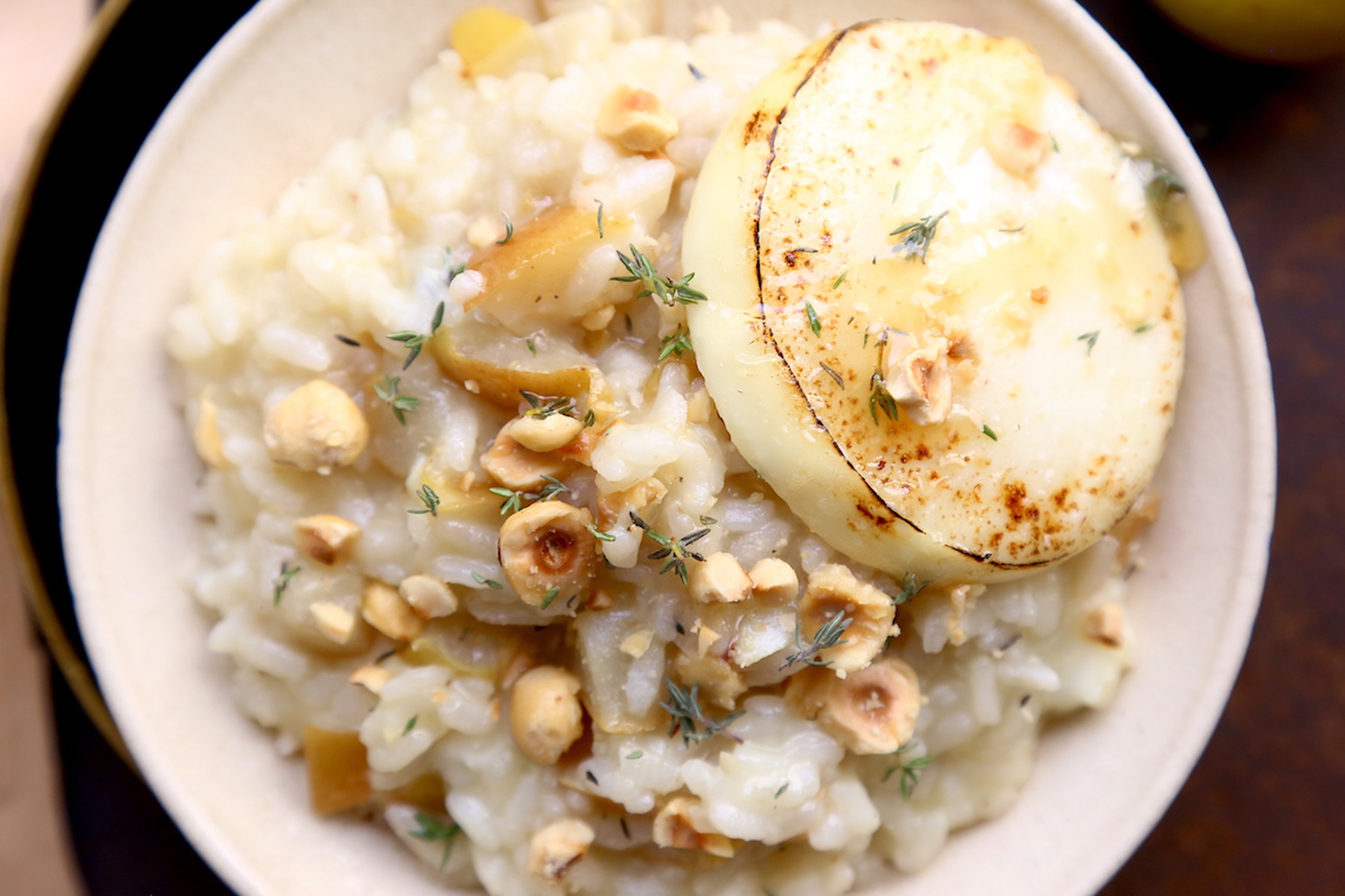 Risotto alle pere in pentola a pressione - Timo e lenticchie