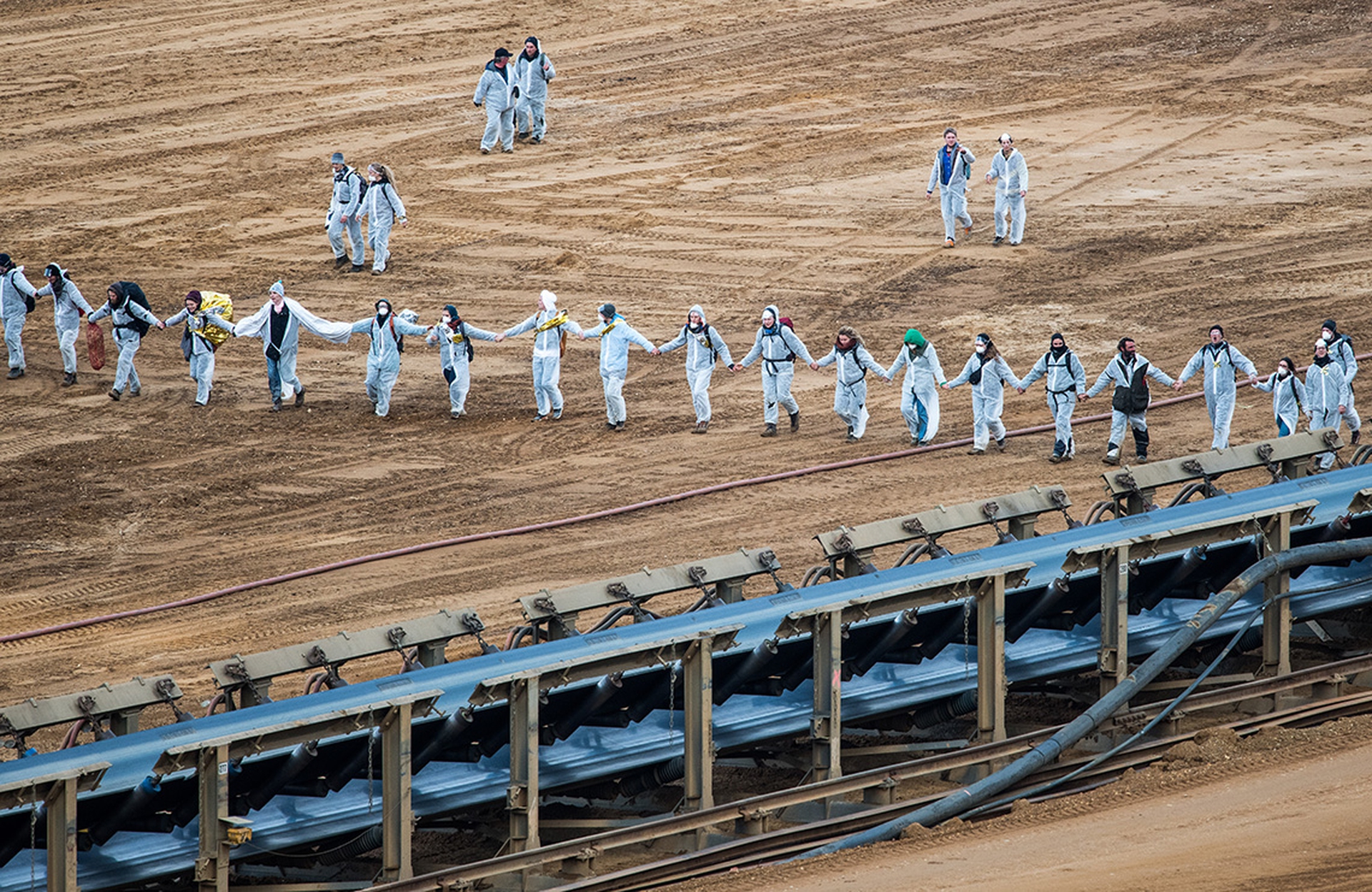 La protesta di una ong tedesca in una miniera di carbone