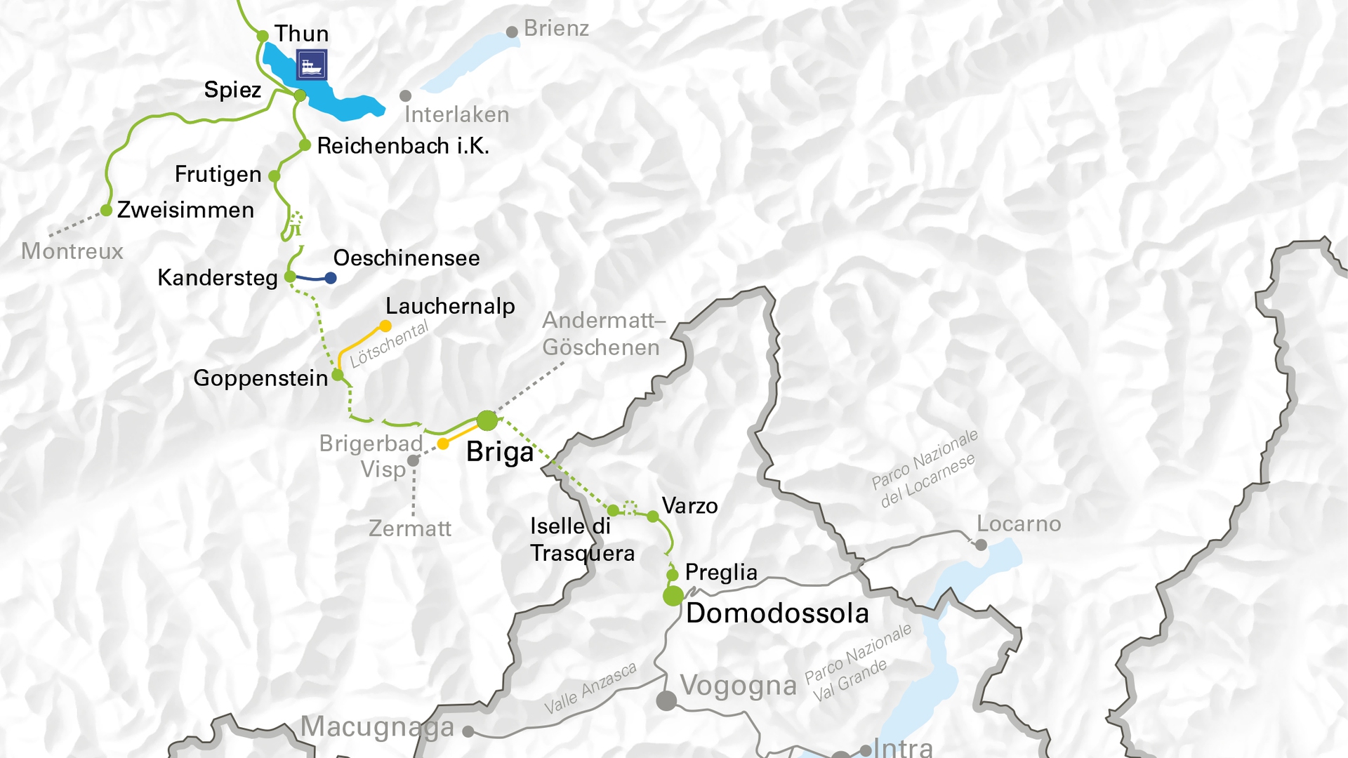 cap 1 mappa Itinerario del Trenino Verde delle Alpi