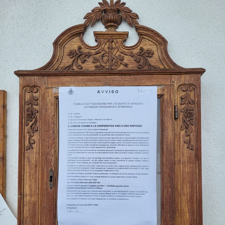 La raccolta fondi per comprare il nuovo spazzaneve di Ostana