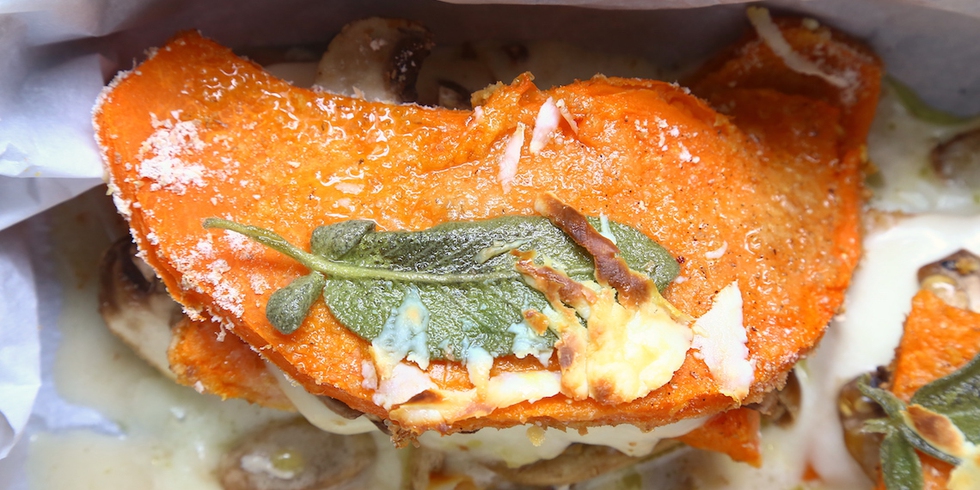 Sformato di zucca, mozzarella e funghi