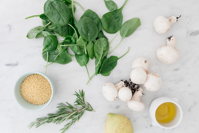 miglio con funghi e spinaci