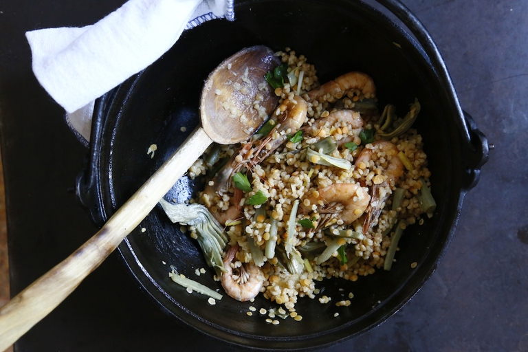 couscous integrale con gamberi